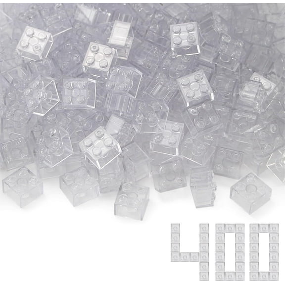 2x2 Bricks Clear 400 Pieces Parts Classic Building Creative Play Blocks Set Toy Compatible with 3003 Major Brands for Children