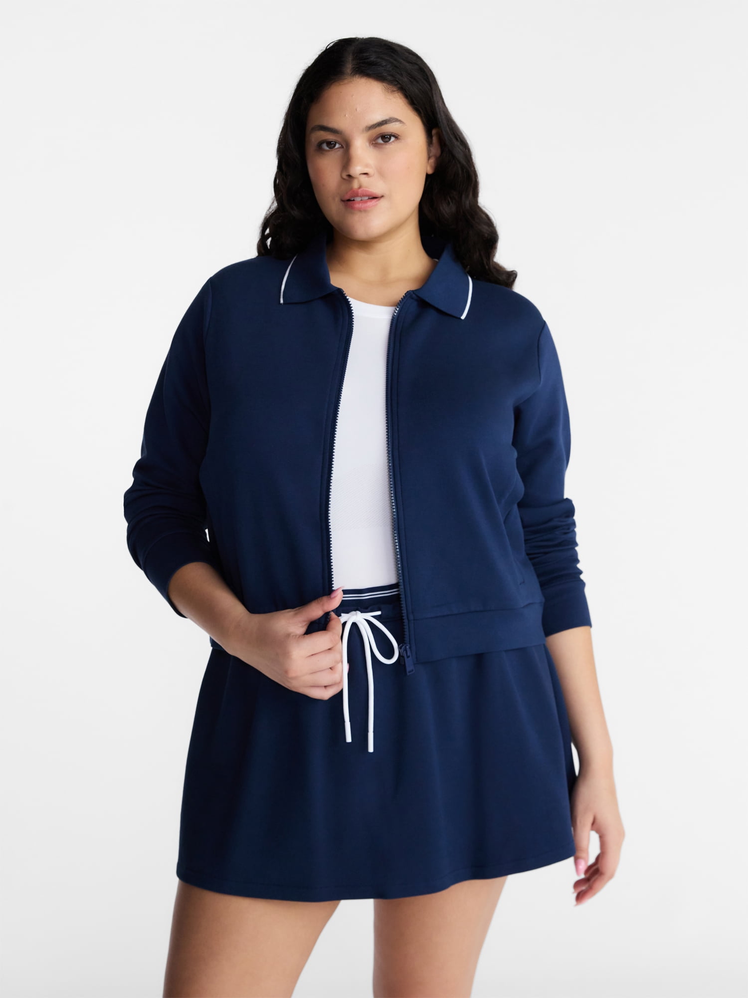 Avia Women's and Women's Plus Zip Front Pique Knit Jacket, Sizes XS-4X