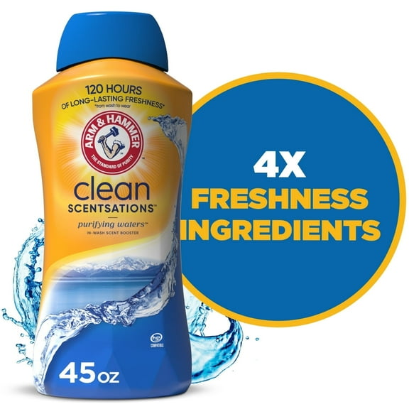 ARM & HAMMER Clean Scentsations In-Wash Scent Booster, Laundry Scent Booster Purifying Waters scent, 45 Oz (2 Pack)