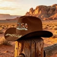 thumbnail image 4 of JULMCOMO 250th Anniversary USA Cowboy Hat Felt Stars Stripes Roll Up Vintage Patriotic Hat for Independence Day Brown, 4 of 5