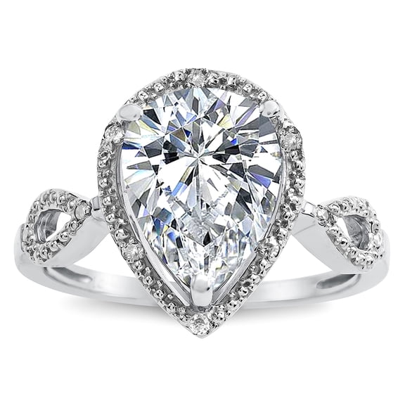 Star K � Vintage Look Halo Large 11x8 Pear Shape Genuine White Topaz Ring