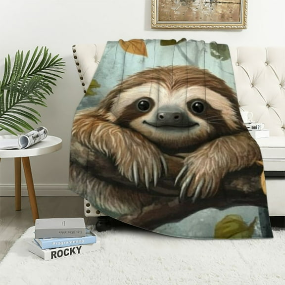 Autua Sloth Warm Lightweight Blanket Soft Fleece Blankets for All Seasons 40x50in