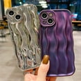 thumbnail image 4 of Water Ripple Pattern Case for iPhone 13 Soft TPU Shockproof Camera Protective Back Cover for Women Girl Curly Wave Frame Phone Case for iPhone 13 6.1 Inch Purple, 4 of 12