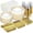 Clear Gold, variant on 350PCS White and Gold Plastic Plates - Disposable Plastic Dinnerware Set Include 50 Dinner Plates, 50 Dessert Plate, 150 Silverware, 50 Napkins, 50 Cups for Party & Wedding & Thanksgiving
