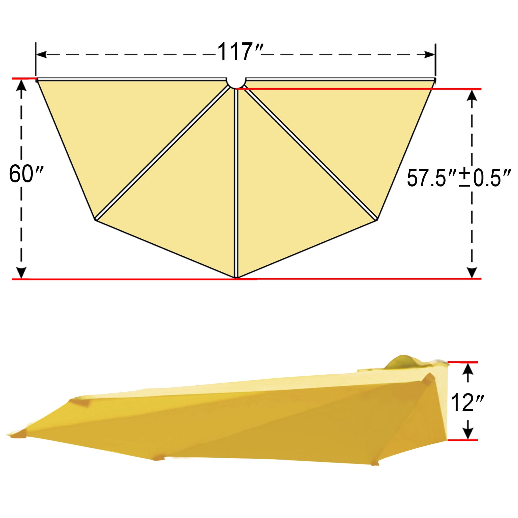 Sunny Patio 10' x 10' 5-Rib Beige Patio Umbrella Canopy, UV Protective Polyester Cover