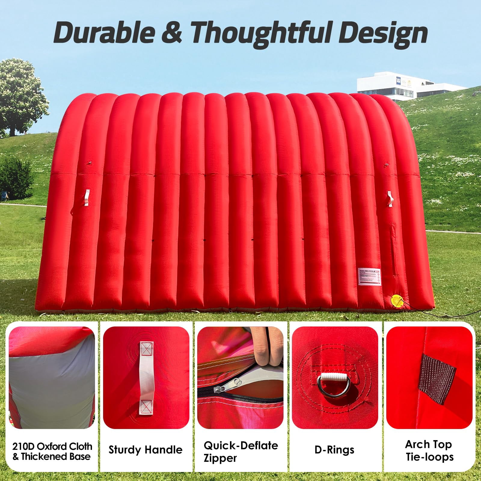 Inflatable Sports Tunnel Entrance 16x10x10FT Red, Built-in Blower – Event Inflatable Tunnel Tent for Team Intros, Business Promotion, Trade Shows, Advertising & Exhibitions