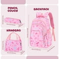 thumbnail image 4 of Kids School Backpack Set for Girls, 3 in 1 School Bag with Lunch Bag & Pencil Case for Primary Middle Students - Pink, 4 of 7
