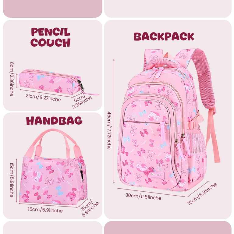 Kids School Backpack Set for Girls 3 in 1 School Bag with Lunch Bag Pencil Case for Primary Middle Students Pink Walmart