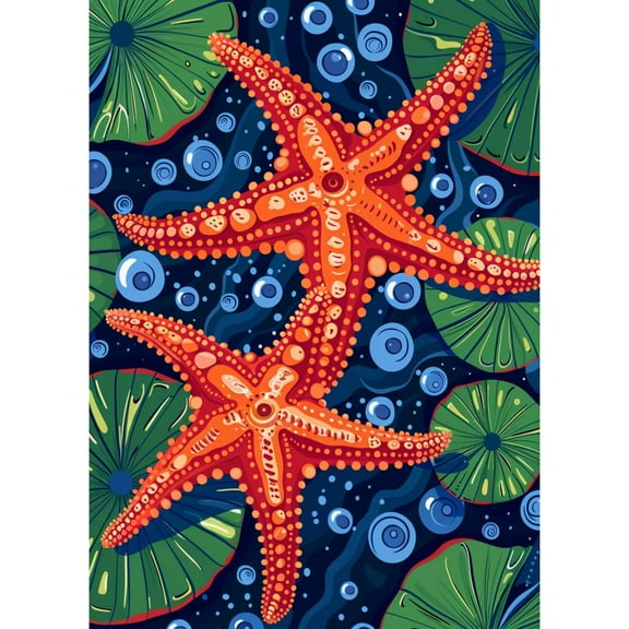 Orange Red Starfishes DIY 5D Diamond Art Paint with Full Drill Round Diamond Gems Painting by Number Kits for Adults Art Craft Home Wall Decor 11.8x15.8in(2)