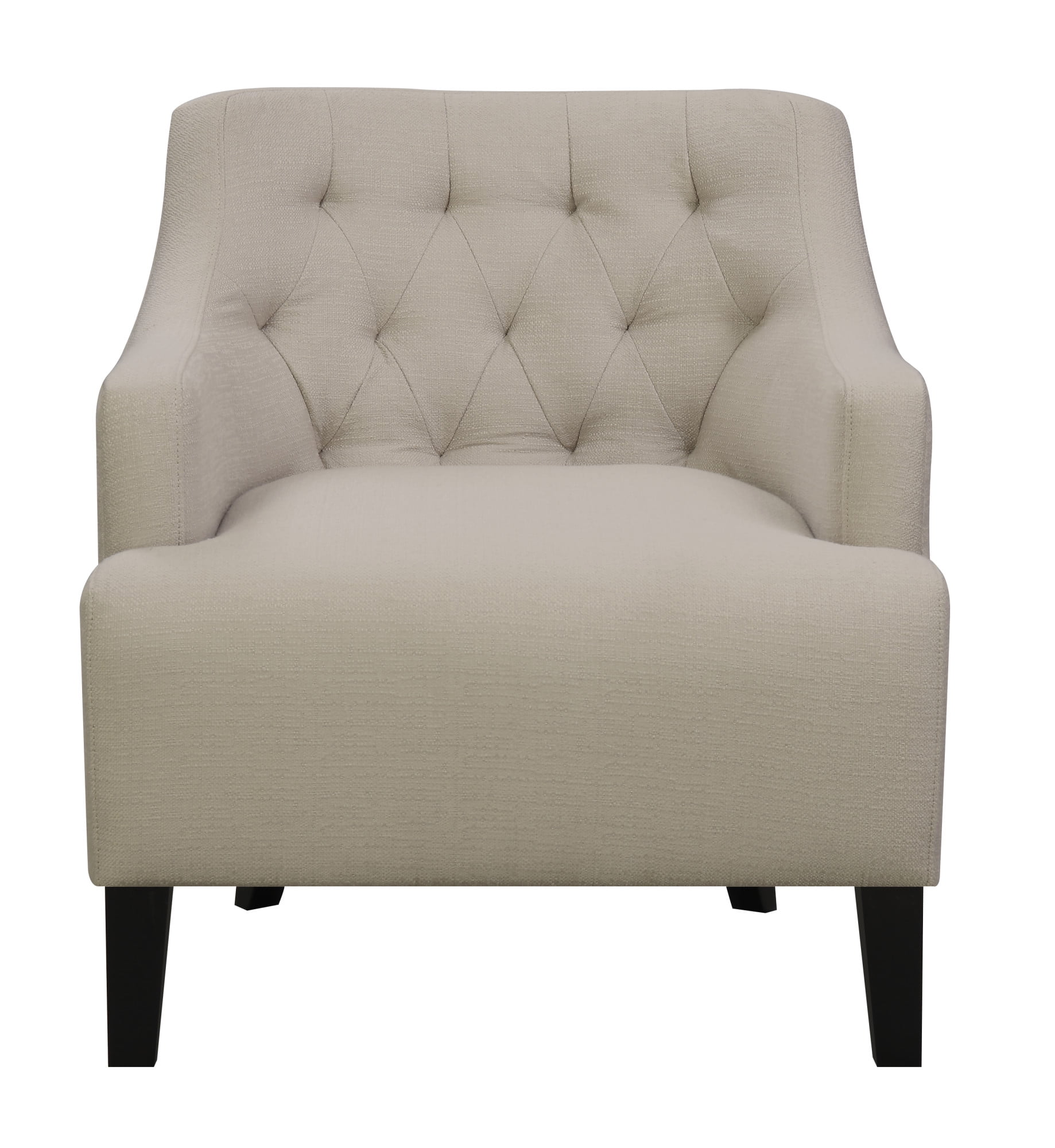 Emerald Home Maxi Ash Beige Accent Chair with Button Tufting And Round