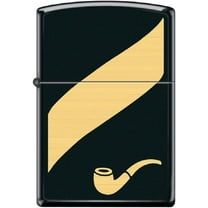 Zippo Lighter- Gold Ribbon Design Pipe Insert Black Matte Lighter #Z5521