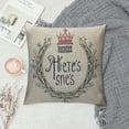 thumbnail image 2 of Heduofu Here Sits The Decorative Pillow Case Crown Heart Bowknot Flowers Wreaths Leafs Throw Pillow Cover Home Decor Cotton Linen Square Cushion Cover for Couch Bed Sofa White, 2 of 5