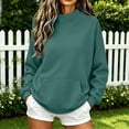 thumbnail image 2 of Mock Neck Sweatshirt for Women 2026 Oversized Turtleneck Pullover Fall Fashion Long Sleeve Fleece Tops Green M, 2 of 6