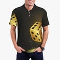 thumbnail image 2 of Balery Golden Dice Printed Men’s Short Sleeve Polo Shirt, Midweight Men's Shirt,Golf Polo shirts -Small, 2 of 8