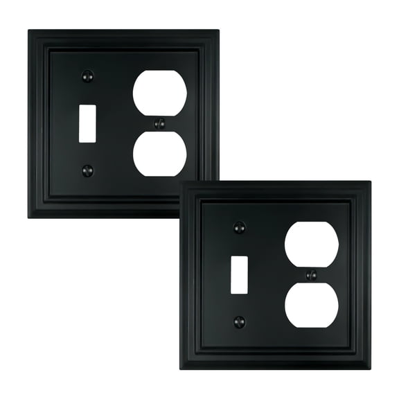 Bamboo Fiber Wall Plates, Black (2 Gang Toggle/Duplex 2 Pack)
