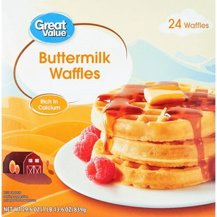 Great Value Buttermilk Waffles, 24 Count