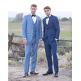 thumbnail image 3 of Traje HUUTOE para hombre, azul empolvado, ajustado, 3 piezas, para bodas y bailes, 3 of 8