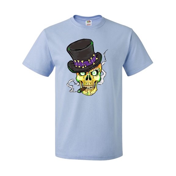 Inktastic Mardi Gras Skull with Cigar T-Shirt