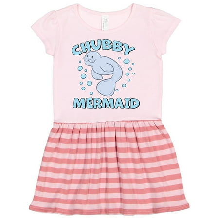 

Inktastic Chubby Mermaid with Cute Manatee and Bubbles Gift Toddler Girl Dress