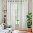 thumbnail image 2 of Boho Curtains for Bedroom - Bohemain Grey Semi Sheer Curtains 63 Inch Length Light Filtering Grommet Window Drapes for Farmhouse Living Room, Each 52 Inch Wide, 2 Panels Set, 2 of 18
