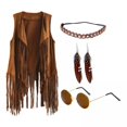 thumbnail image 1 of Disfraces hippies,Conjunto de ropa de disfraces hippies para mujeres y niñas,Disfraz de los años 60 y 70 para mujer Trajes de discoteca de los años 70,Conjunto de chaleco hippie con flecos, 1 of 8