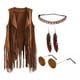 thumbnail image 1 of Disfraces hippies,Conjunto de ropa de disfraces hippies para mujeres y niñas,Disfraz de los años 60 y 70 para mujer Trajes de discoteca de los años 70,Conjunto de chaleco hippie con flecos, 1 of 8
