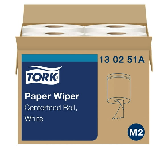 Tork Centerfeed Paper Wiper White M2, 100% Recycled, 4 x 325 Sheets, 130251A