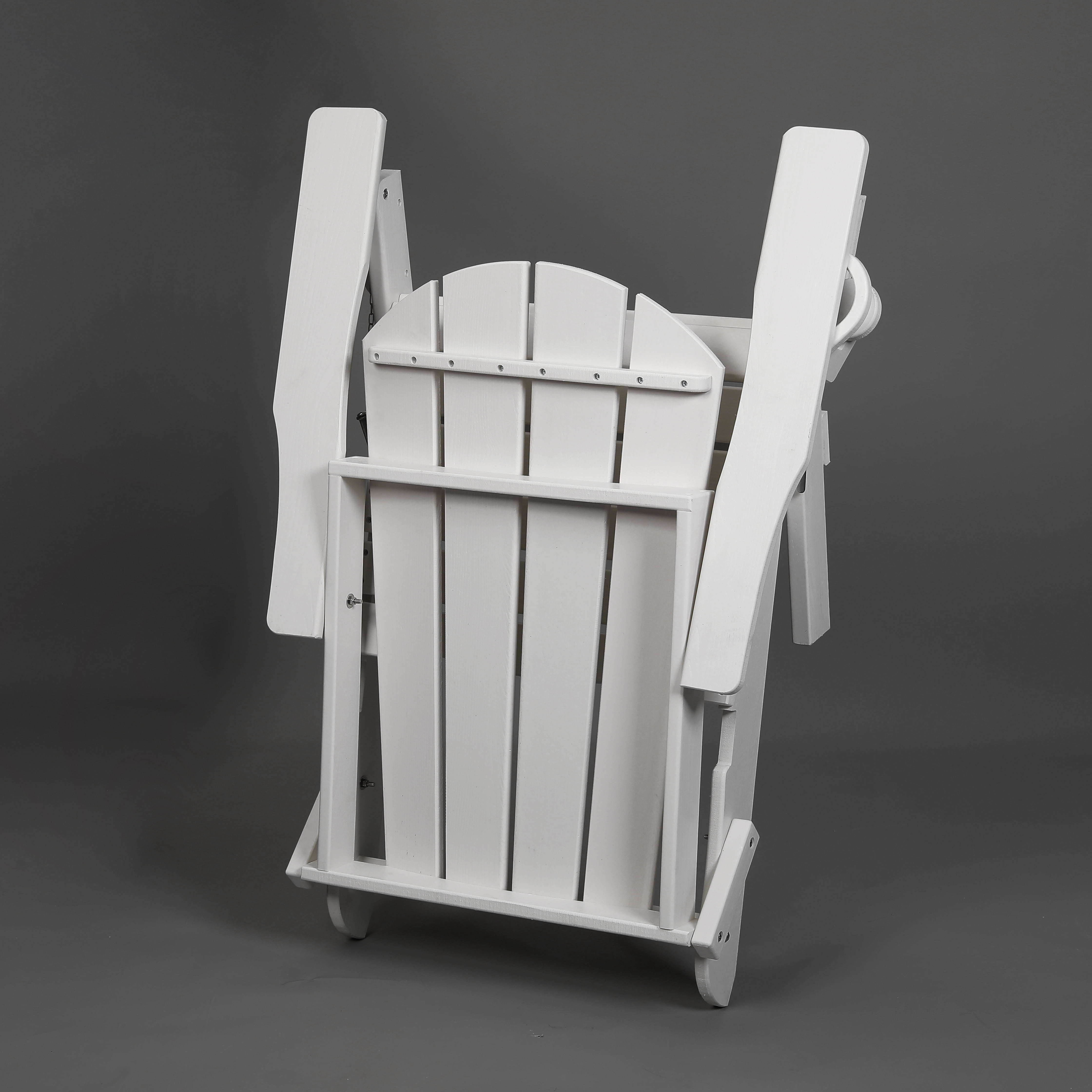 Set of 4 HDPE Folding Adirondack Chair with Cup Holder, Composite Wood Texture Outdoor Chair for Patio, Garden, Poolside, Deck, Backyard, White