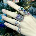 thumbnail image 2 of 3 Tone Gold Plated Stackable Skinny CZ Women Engagement Ring Set Fashion Jewelry, 2 of 9