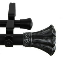Blossom 1" Double Curtain Rod-Color:Black,Size:160-240"