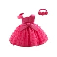 thumbnail image 2 of vastwit Baby Girls Butterfly Dress Single Shoulder Princess Party Tulle Birthday Tutu Prom Gown with Headband Hot Pink 12-18 Months, 2 of 6