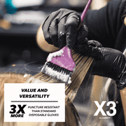 X3 قفازات النتريل السوداء القابل للتصرف، حجم متوسط، 100 عدد، واجب خفيف