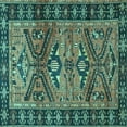 thumbnail image 1 of Ahgly Company Machine Washable Indoor Square Persian Turquoise Blue Traditional Area Rugs, 8' Square, 1 of 4