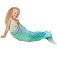 thumbnail image 6 of Dznils Mermaid Tail Blanket for Kids, Super Soft Plush Flannel Sleeping Snuggle Blanket, Blue, 6 of 10