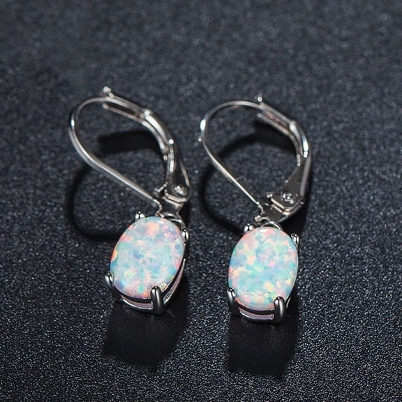 1 Pair Women Leverback Earrings Oval Shape Rhinestone Claps Earrrings Polished Alloy Drop Earrings for Prom Dating Cocktail Parties