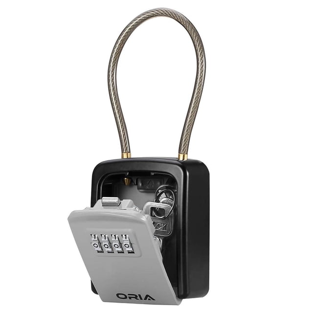 Caja de Cerradura de Combinación ORIA Acero Inoxidable con Cadena Extraíble para Uso en Interiores y