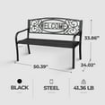 thumbnail image 2 of Four Seasons Courtyard Welcome Steel Park Bench, 500 Pound Capacity, Black, 2 of 8