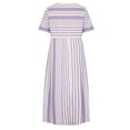 thumbnail image 5 of Patlollav Dress for Woman,Women's Maxi Dress Fashion Casual Short Sleeve V-Neck Striped Print Pocket Dresses, 5 of 6