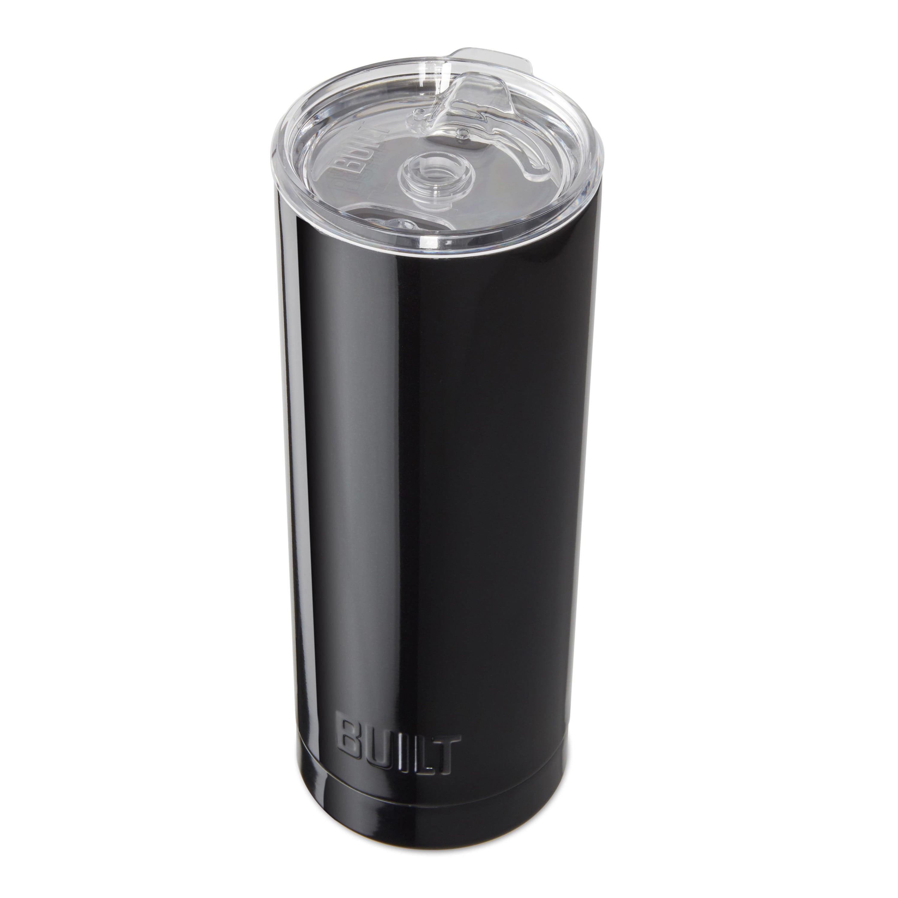 Built 20 Ounce Double Wall Vacuum Sealed Stainless Steel Coffee and Water Tumbler Easy to Clean Tritan Lid with Rotating Splash Guard, Black, 5286362