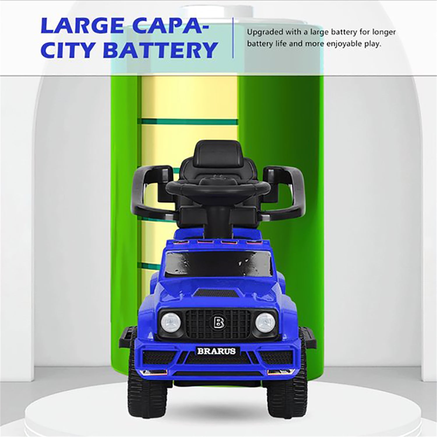 CIPACHO Licensed Mercedes Kids Ride On Push Car, Foot-to-Floor Walking Sliding Toy Car for Toddler with Working Horn, Music, Storage, Blue