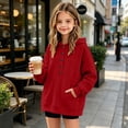 thumbnail image 5 of Luhomi Oversized Sweatshirt for Girls Button up Long Sleeve Pullover Hoodie Kids Fall Winter Fashion Clothes(Red,9-10 Years), 5 of 7