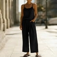 thumbnail image 2 of hoksml Women's 2 Piece Linen Cotton Set, Vacation Outfits for Women, Cami Top and Wide Leg Pants, 2 of 6