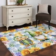thumbnail image 3 of Sunflowers Area Rugs 2.7'x5', Washable Small Throw Rugs for Kitchen Bedroom, Spring Gnomes Daisy Hydrangea Flowers Blue Plaid Indoor Outdoor Rug Non-Slip Low Pile Carpet Runner Reversible Floor Mats, 3 of 8