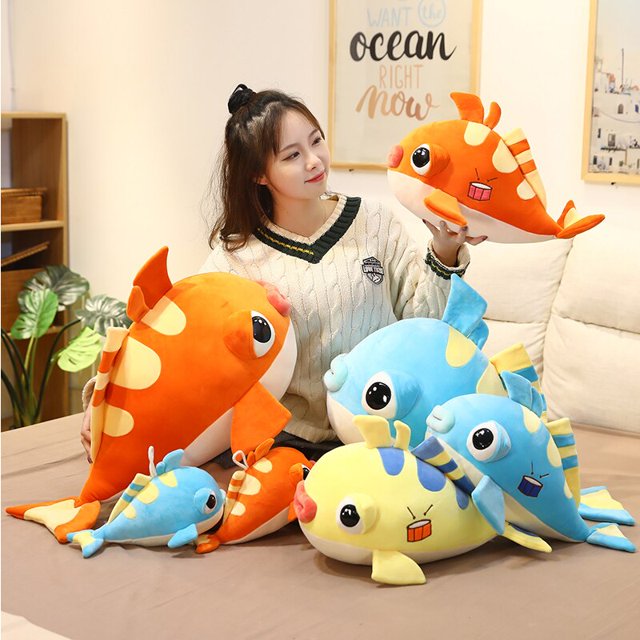 Cute Cartoon Tropical Fish Plush Toy Lifelike Sea Animals Stuffed Dolls Big Mouth Aquarium Fish Pillow Soft Toys Gifts For Kids zhangmengya LED