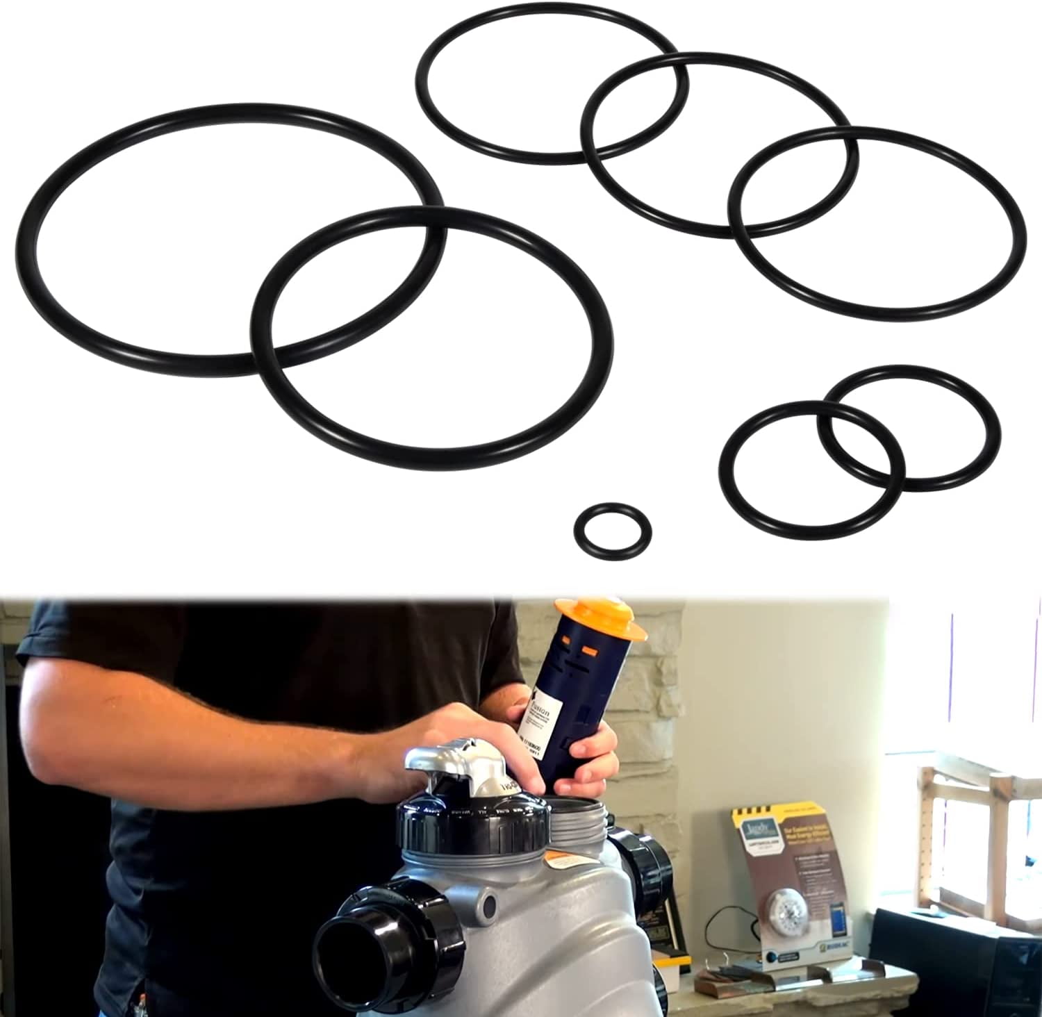 R0502500 Water Sanitizer Top Replacement O'ring Kit Fits for Zodiac Nature2 Fusion Inground Fusion Soft Polaris Scorpio Crystals 280 380 Back up Valve Replace (8 Pcs)
