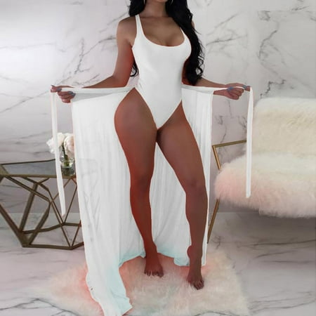 

Finelylove Two Piece Swimsuit For Women Lightly Lined Sport Bra Style Bikini White M