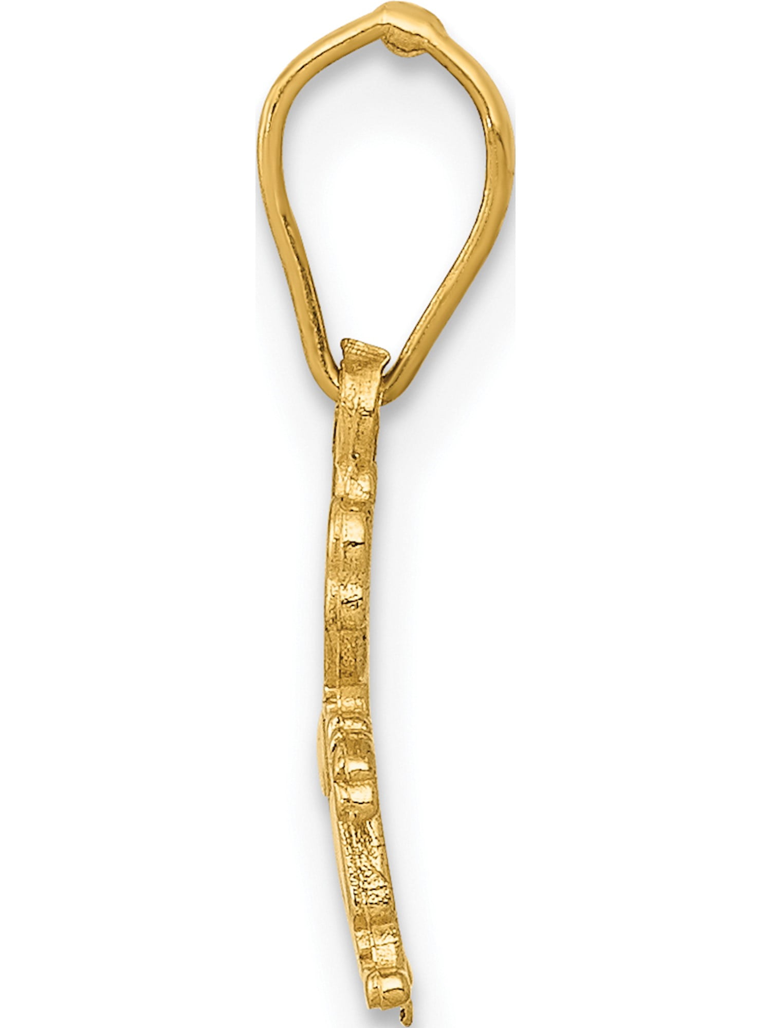 14k Yellow Gold Polished Little Boy Textured Back Flat Charm Pendant