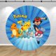 thumbnail image 3 of Telones de fondo redondos para cumpleaños de Pokémon, decoración para fiestas infantiles, fondo elástico para baby shower con forma de cilindro de Pikachu y monstruo de bolsillo, 3 of 5