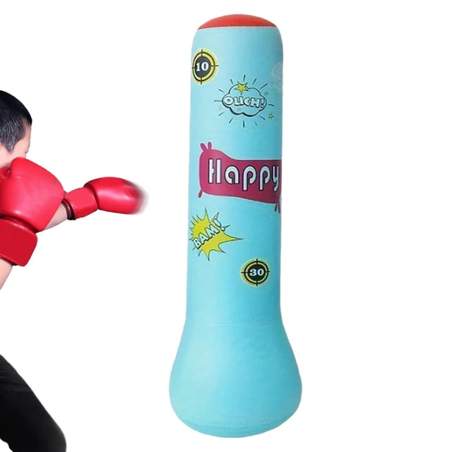 Saco de boxeo inflable, equipo de entrenamiento de boxeo, flexibilidad, regalo de cumpleaños, saco de patadas, juguetes inflables para niños en Azul