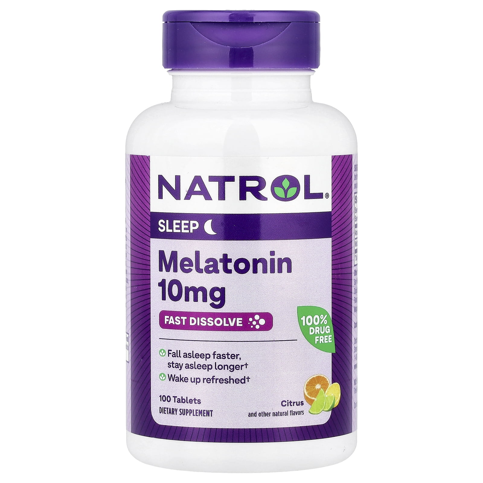Natrol Melatonin 10mg Fast Dissolve Tablets - Citrus Flavor, 100 Count, Sleep Support, Fast Dissolve Melatonin for Adults, 100-Day Supply